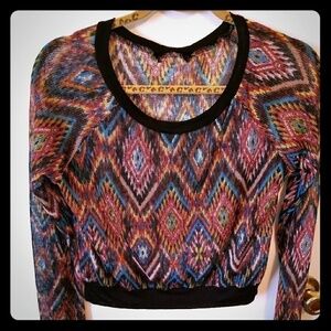 PAPAYA M Sheer Mesh Blouse Top